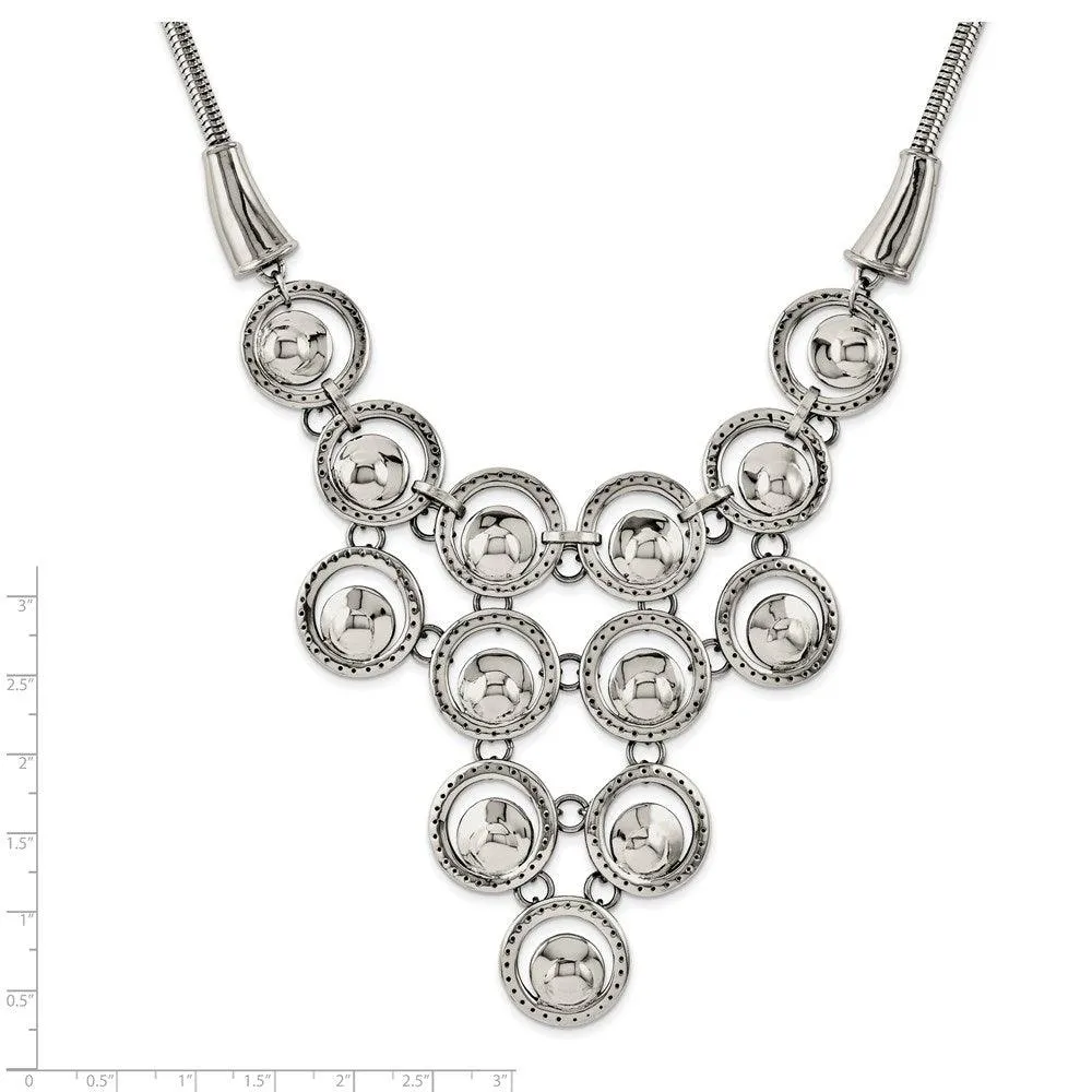 Stainless Steel Multi-circle Polished with 2in ext. Necklace