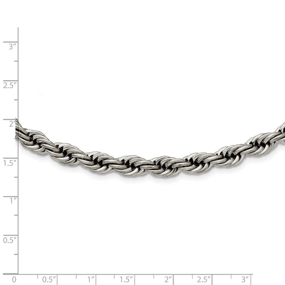 Stainless Steel Polished 7mm Rope Necklace