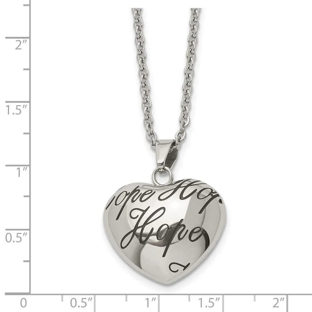 Stainless Steel Polished and Enameled Hope Heart Necklace