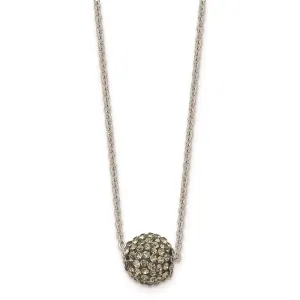 Stainless Steel Polished Black Enamel w/Crystals w/2in ext. Necklace
