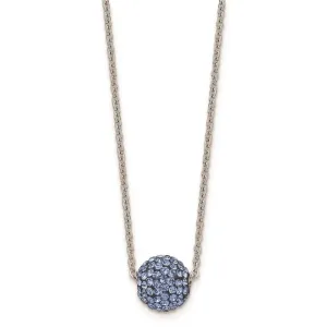 Stainless Steel Polished Blue Enamel w/Crystals w/2in ext. Necklace