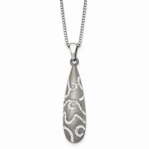 Stainless Steel Polished Crystal Pendant Necklace