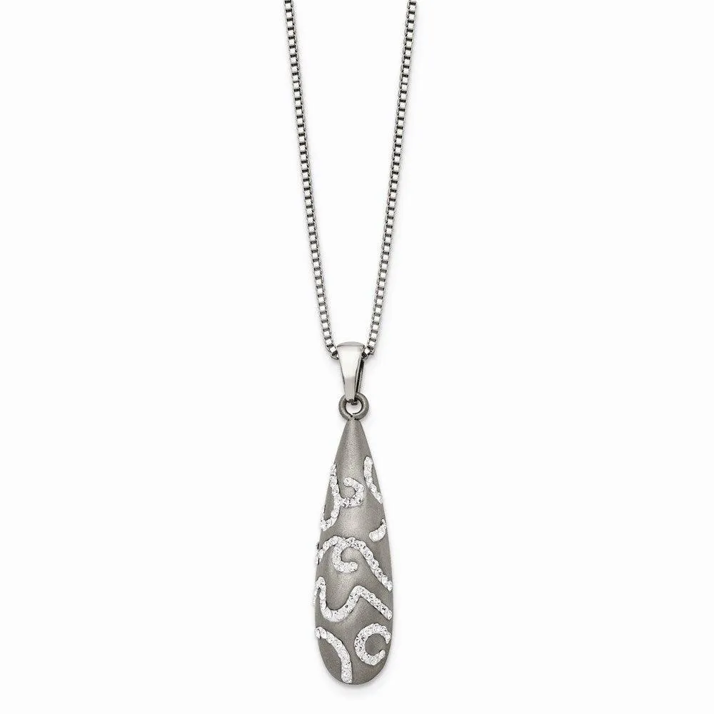 Stainless Steel Polished Crystal Pendant Necklace