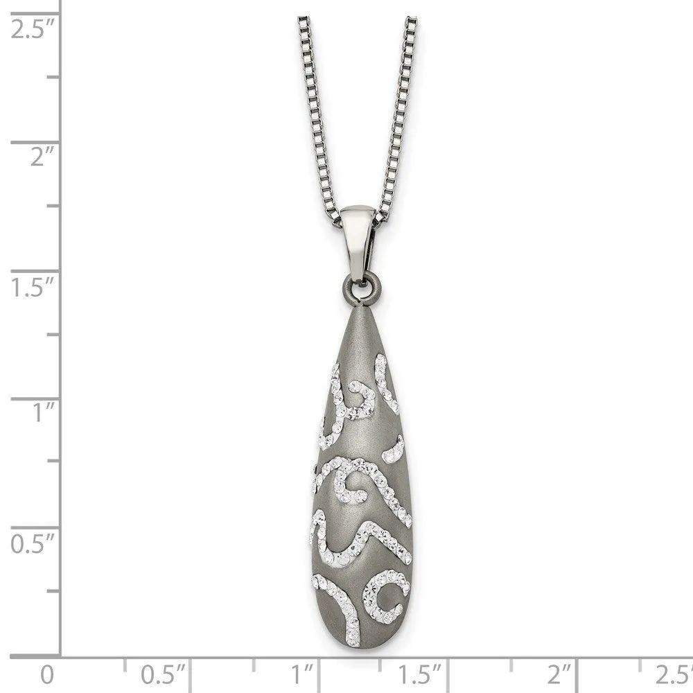 Stainless Steel Polished Crystal Pendant Necklace