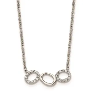 Stainless Steel Polished CZ Necklace