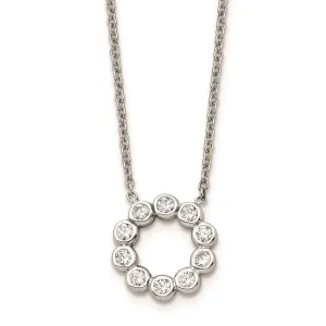 Stainless Steel Polished CZ Necklace
