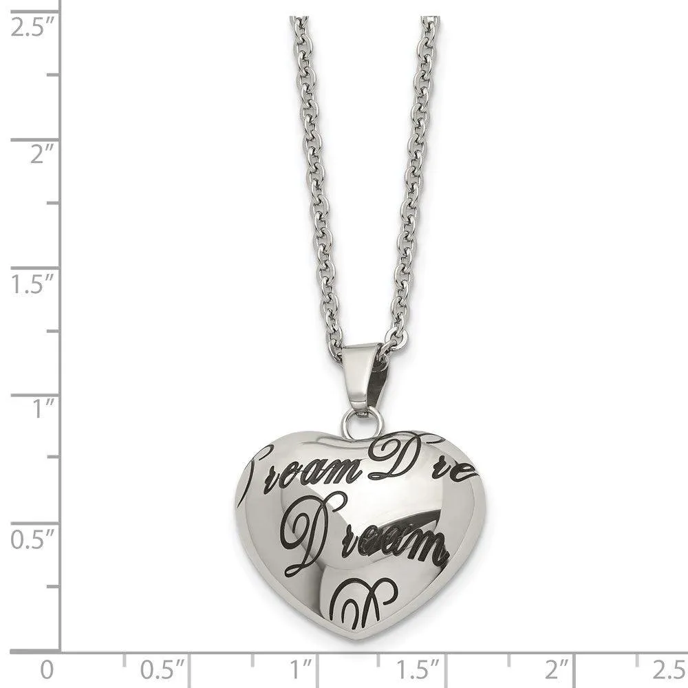 Stainless Steel Polished Heart Dream Necklace