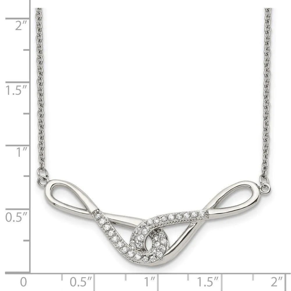 Stainless Steel Polished Infinity Symbols with CZs Necklace