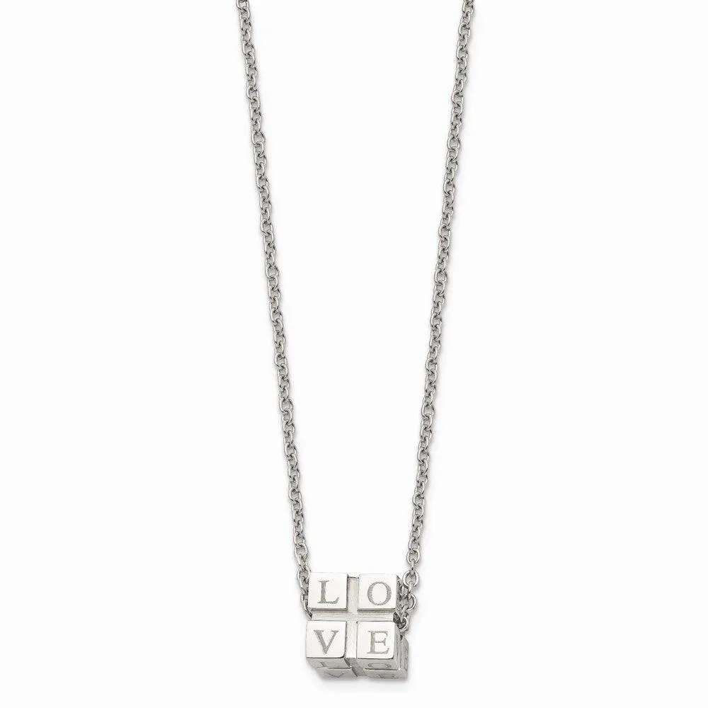Stainless Steel Polished Love Box Necklace