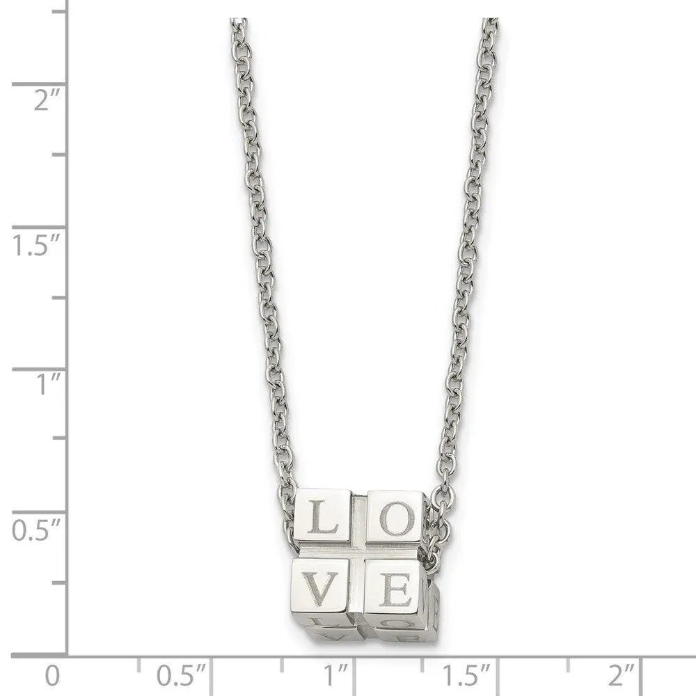 Stainless Steel Polished Love Box Necklace