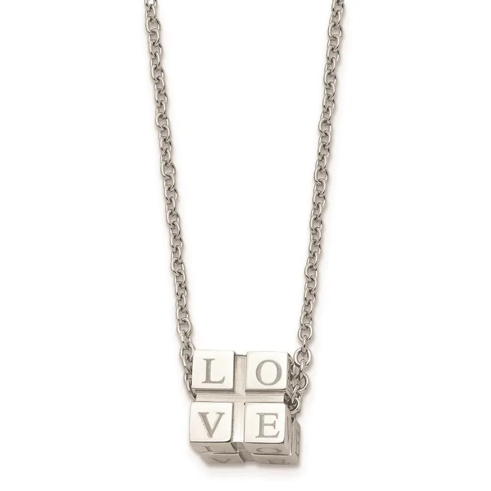Stainless Steel Polished Love Box Necklace