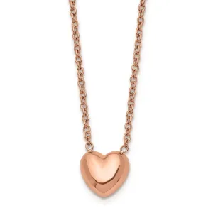 Stainless Steel Polished Pink IP-plated Heart Necklace