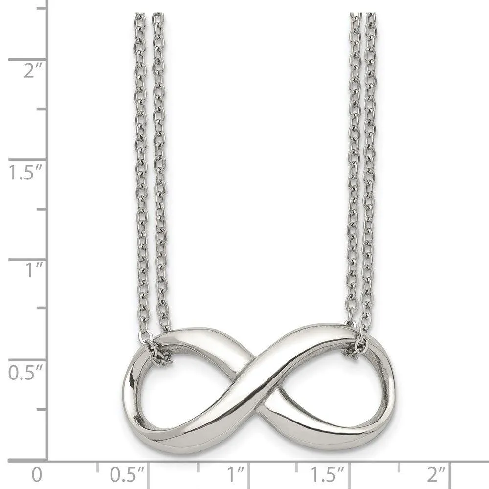 Stainless Steel Polished Two Strand Infinity Symbol Necklace