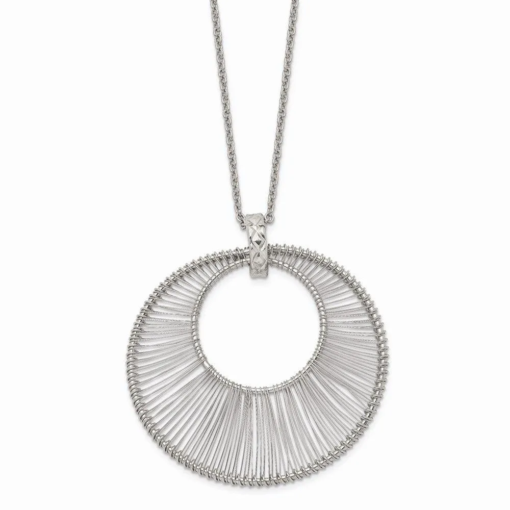 Stainless Steel Polished Wire Circle w/2in ext. Necklace