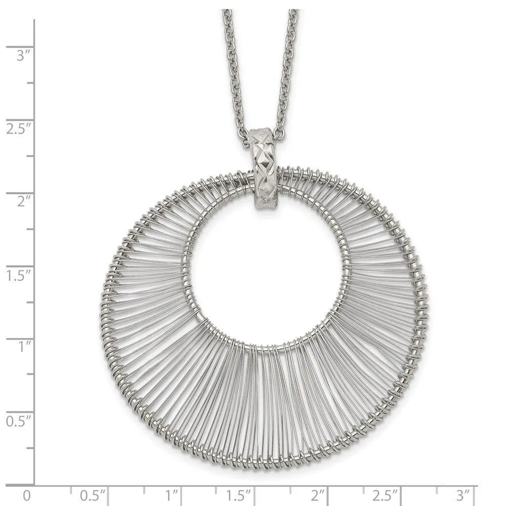 Stainless Steel Polished Wire Circle w/2in ext. Necklace