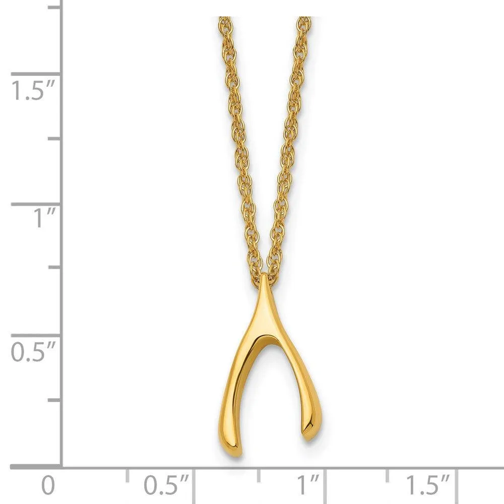 Stainless Steel Polished Yellow IP-plated Wishbone Necklace