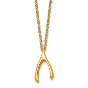 Stainless Steel Polished Yellow IP-plated Wishbone Necklace