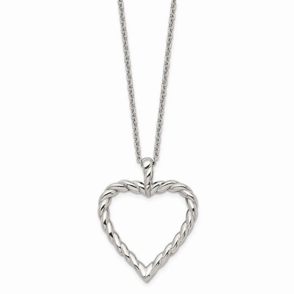 Stainless Steel Twisted Heart Pendant Necklace
