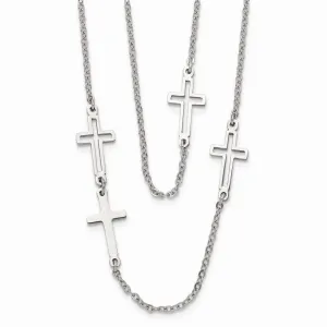Stainless Steel Two Strand Cross Necklace