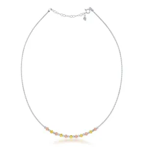 Sterling Silver 1.15mm Tri Color Moon Bead Necklace