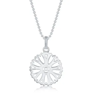 Sterling Silver 17 Inch Sun Disc Necklace