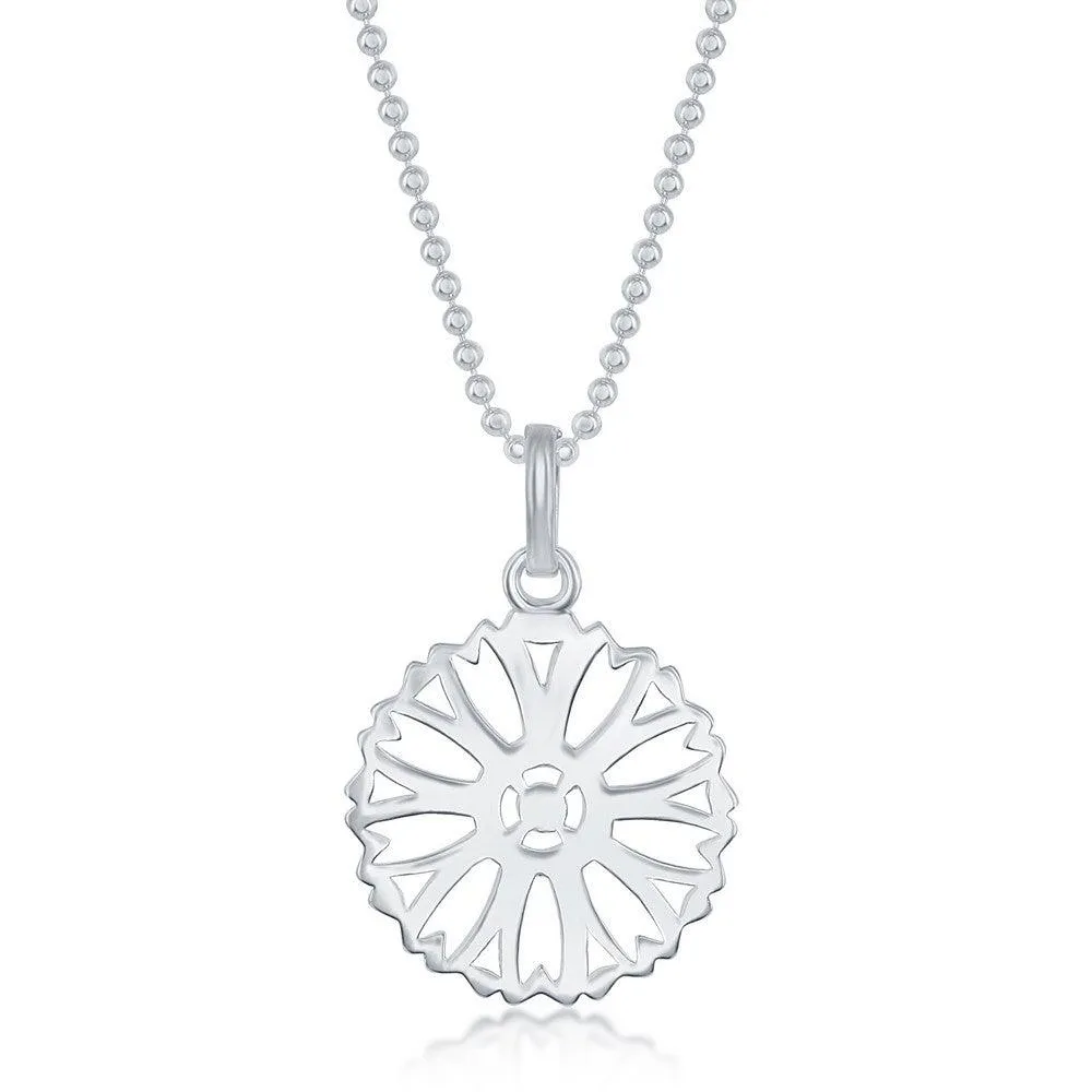 Sterling Silver 17 Inch Sun Disc Necklace