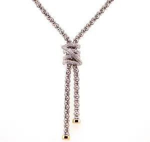 Sterling silver and diamond lariat necklace