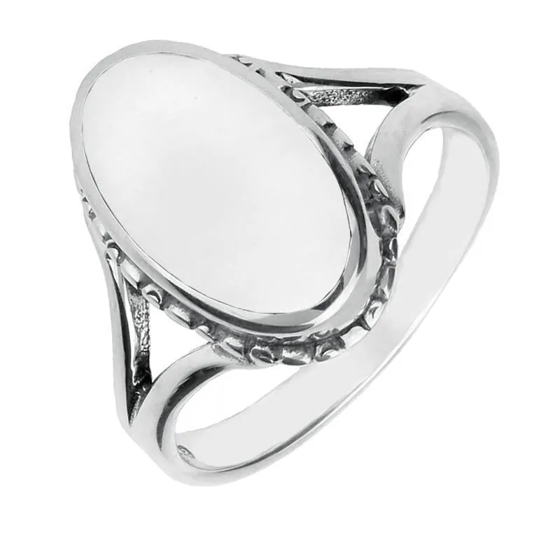 Sterling Silver Bauxite Oval Rope Edge Ring