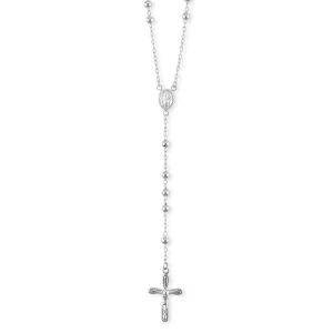 Sterling Silver Beaded Rosary Necklace