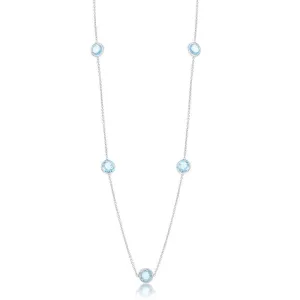 Sterling Silver Bezel-Set 26.964cttw Blue Topaz Necklace