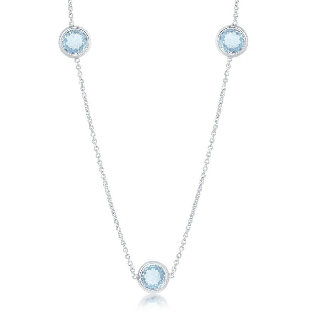 Sterling Silver Bezel-Set 26.964cttw Blue Topaz Necklace