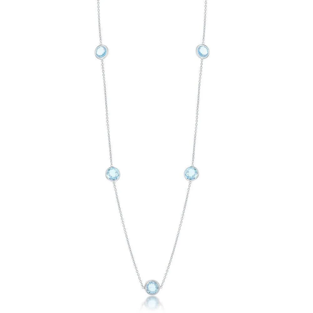 Sterling Silver Bezel-Set 26.964cttw Blue Topaz Necklace