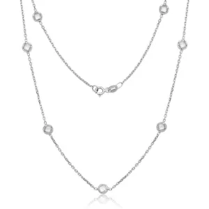 Sterling Silver Bezel Set Faceted CZ Necklace