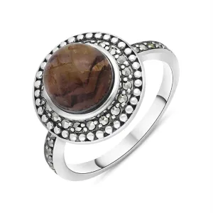 Sterling Silver Blue John Marcasite Frame Large Ring
