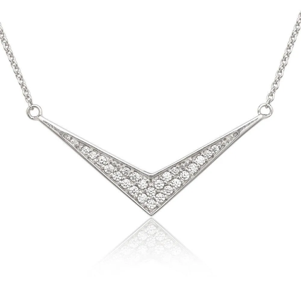 Sterling Silver Boomerang Cubic Zirconia Necklace