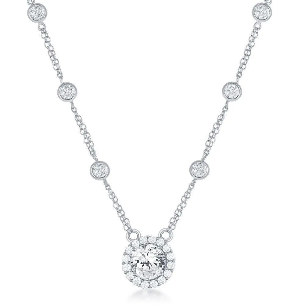 Sterling Silver By The Yard with Round CZ Necklace