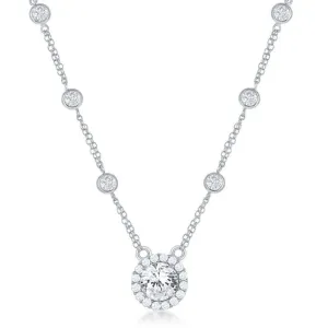 Sterling Silver By The Yard with Round CZ Necklace