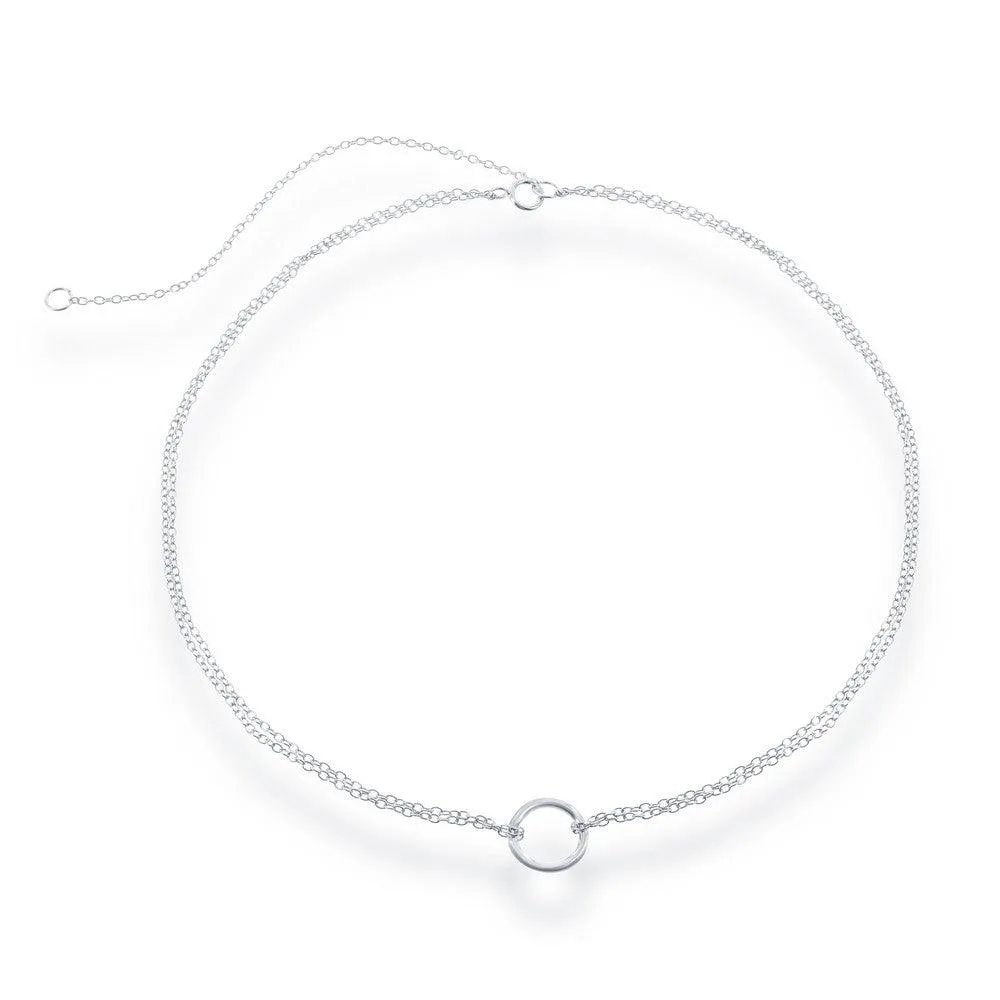 Sterling Silver Center Open Circle Choker