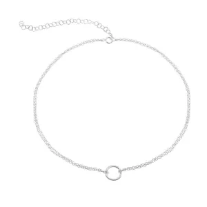 Sterling Silver Center Open Circle Choker