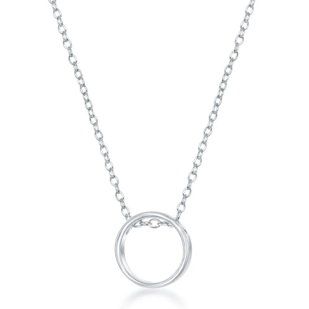Sterling Silver Center Open Circle Design Necklace