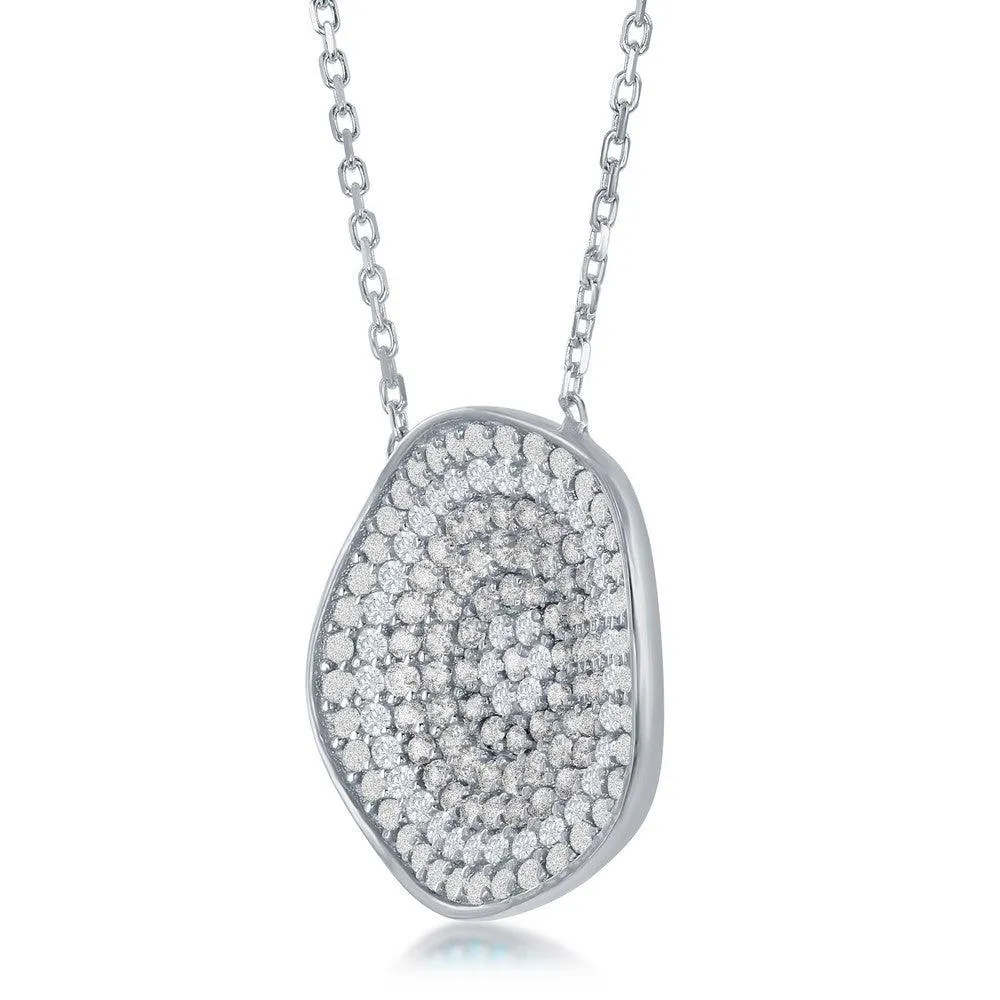 Sterling Silver Center Round Cubic Zirconia Necklace