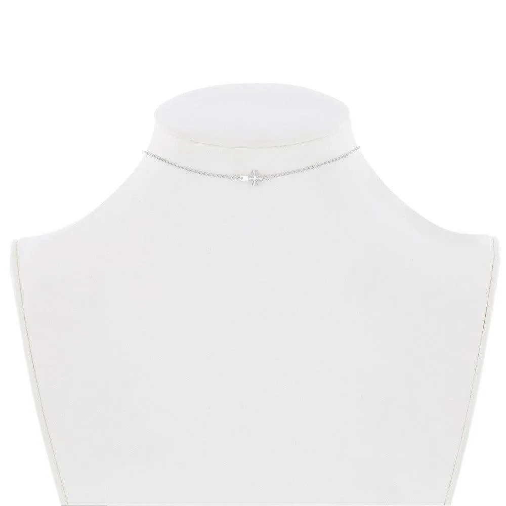 Sterling Silver Center Small Sideways Cross Choker Necklace