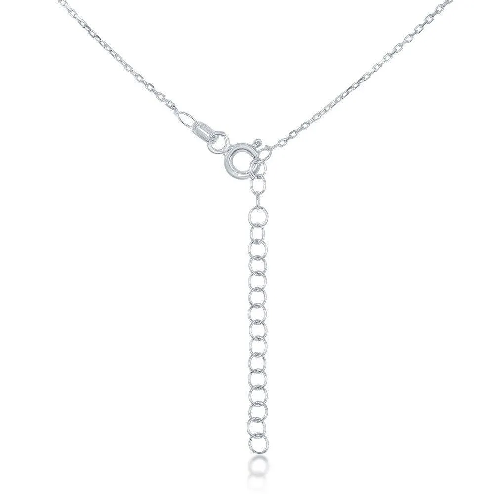 Sterling Silver Center Torqouise Branch Design with CZ Border Necklace