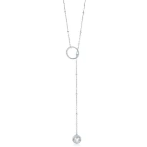 Sterling Silver Circle with Bead Lariat Necklace