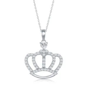 Sterling Silver Crown Cubic Zirconia Necklace