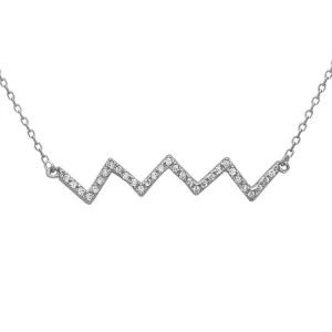 Sterling Silver Cubic Zirconia Zig Zag Necklace