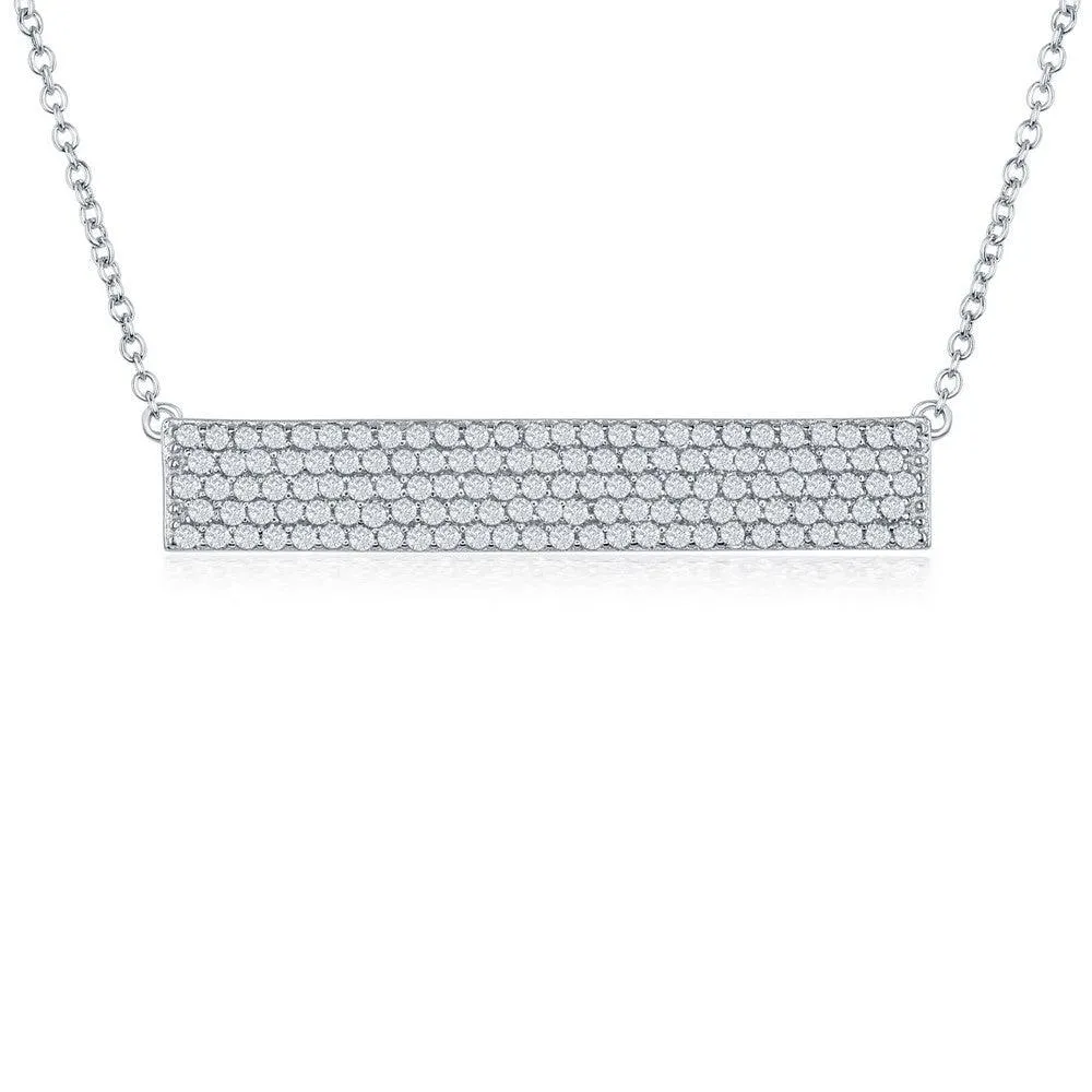 Sterling Silver CZ Bar Necklace