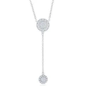 Sterling Silver CZ Circle with Y Design Necklace