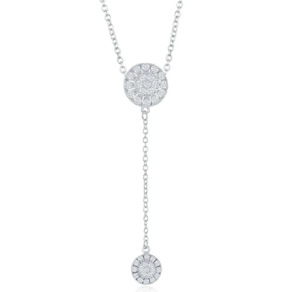 Sterling Silver CZ Circle with Y Design Necklace