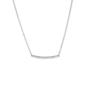 Sterling Silver CZ Curved Bar Necklace